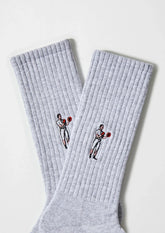 Chaussettes en coton brodées  - BeBoxer Gris
